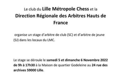 Stage d’arbitrage – 5 et 6 novembre 2022