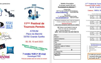 11ème Festival de Tournois Fermés – 08, 09 et 10 Avril 2023