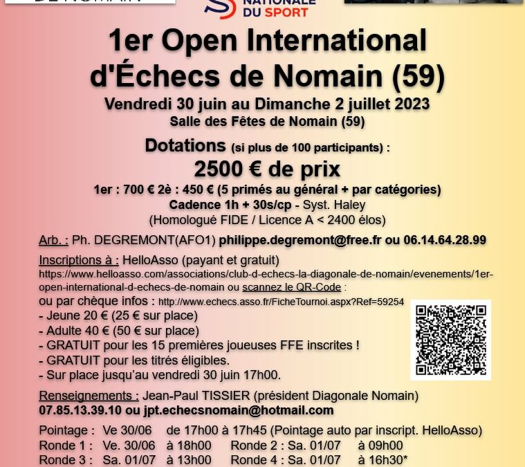 1er Open International d’Echecs de NOMAIN