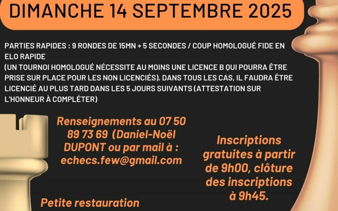 33e Coupe des Echecs de Fournes en Weppes – 14 septembre 2025