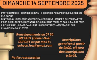 33e Coupe des Echecs de Fournes en Weppes – 14 septembre 2025