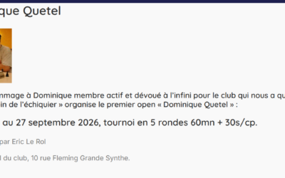 1er Open Dominique Quetel – Grande-Synthe – 26 et 27 septembre 2026